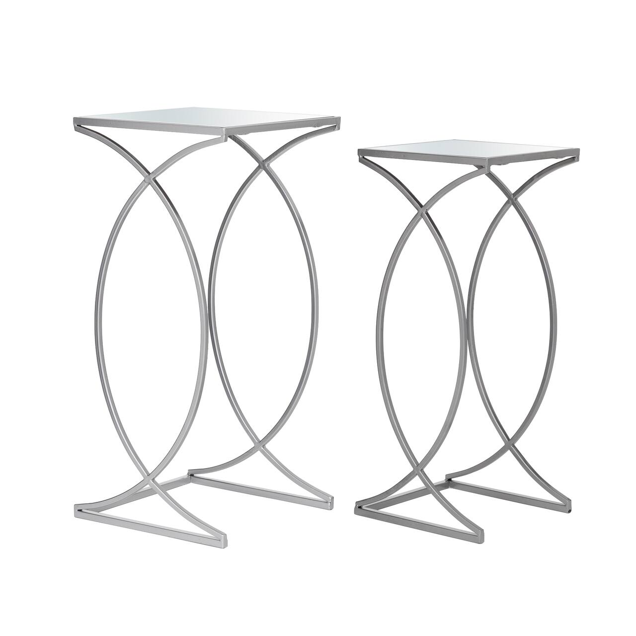 Glitzhome® Metal Tall Accent Table with Glass Top Set